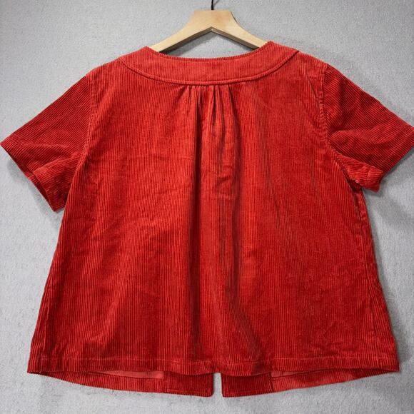 Christopher Banks Corduroy Top M Orange Corduroy Button Boho Cottage Retro - Picture 2 of 6